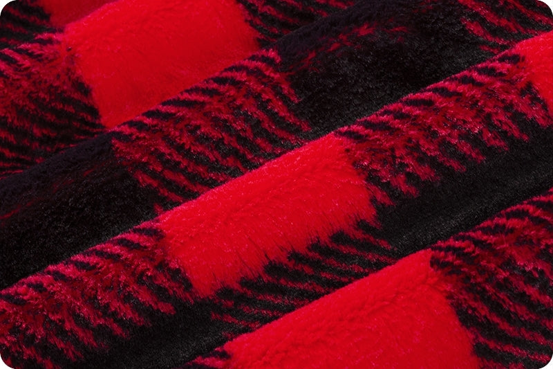 Minky -Luxe Cuddle Buffalo Check SCARLET/BLACK From Shannon Fabrics