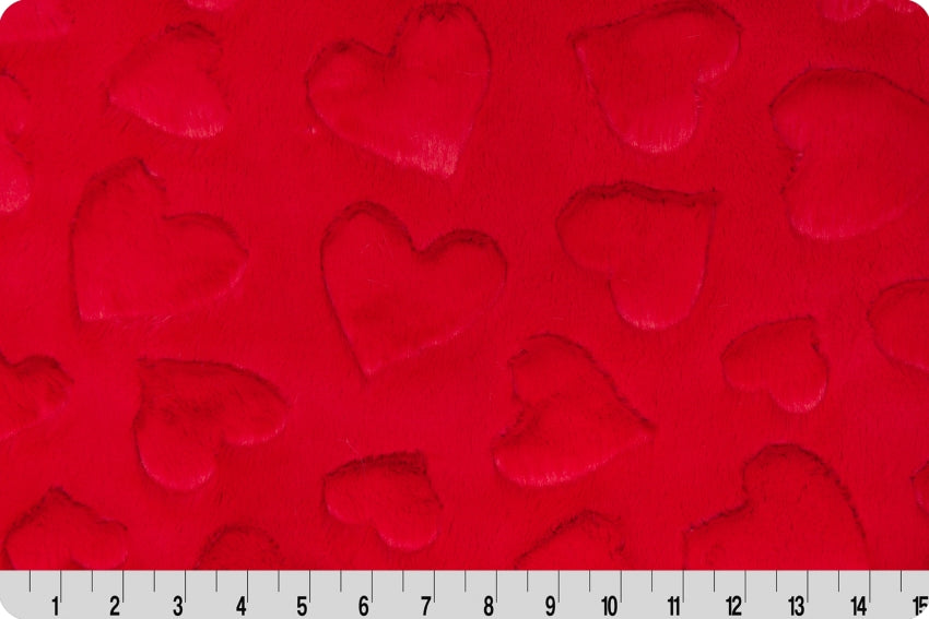 Minky - Luxe Cuddle Hearts SCARLET From Shannon Fabrics
