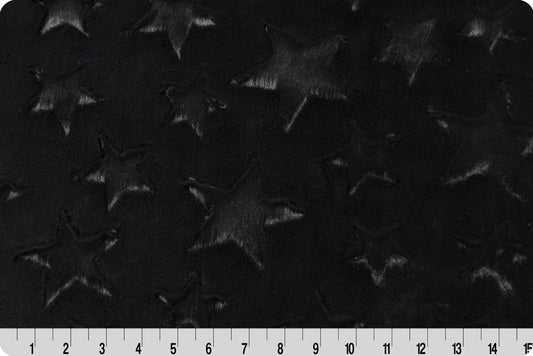 Minky - Luxe Cuddle Stars BLACK From Shannon Fabrics