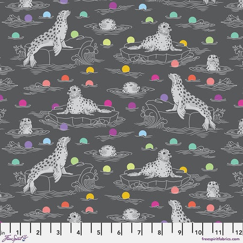 Tula Pink Grayworks  - Seal the Deal in Carbon