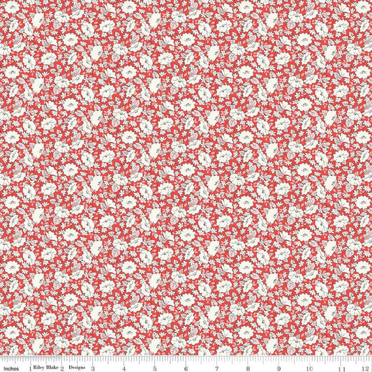 Mayflower Meadow in Red from the Tudor Celebration Collection - Riley Blake Designs