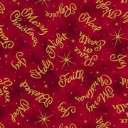 Christmas Words in Red from the A King is Born Collection by ©Menga for Quilting Treasures Fabrics - 100% Cotton