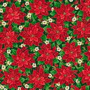 Packed Poinsettias in Black from the Poinsettia Symphony Collection from QT Fabrics - 100% Cotton