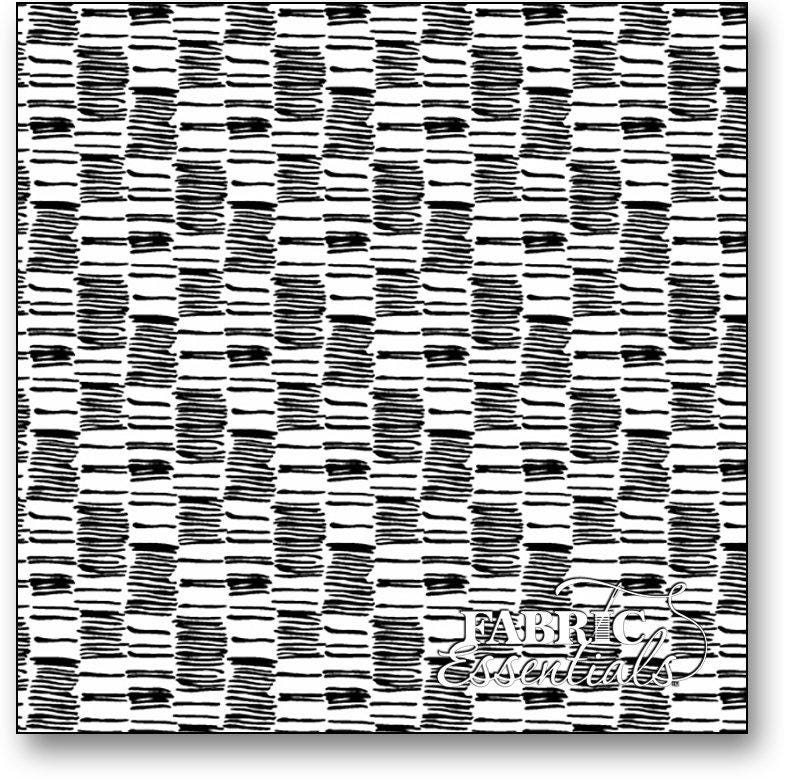 Scribble Stripes in Century Black on White from the Century Black Collection by Andover Fabrics - 100% Cotton