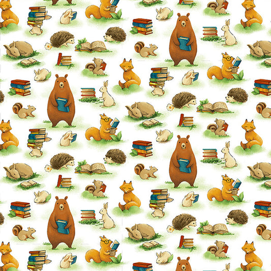 Forest Animals & Books from the Forest Fables Collection - Paintbrush Fabrics