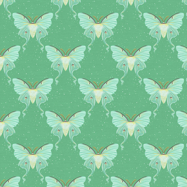 Moths in Green from the Backyard Bugs Collection - Paintbrush Fabrics