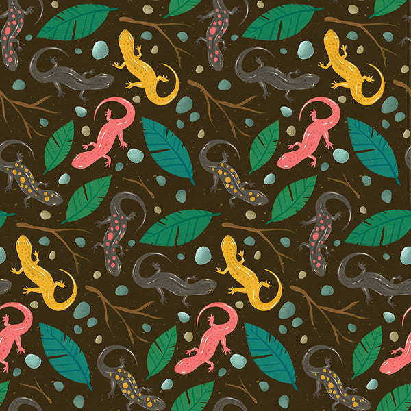 Newts in Brown from the Backyard Bugs Collection - Paintbrush Fabrics