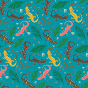Newts in Turquoise from the Backyard Bugs Collection - Paintbrush Fabrics