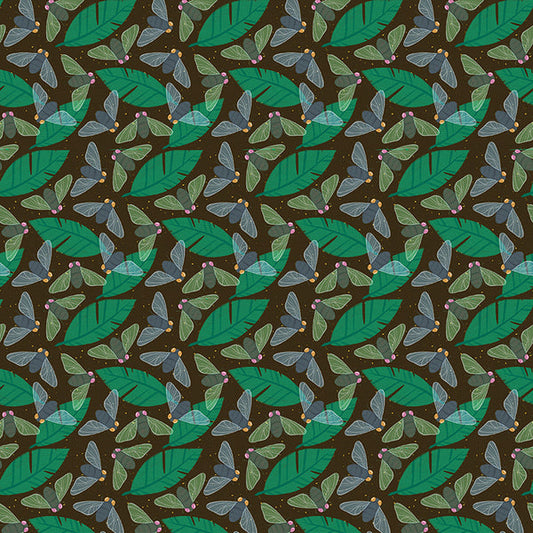 Flies in Brown from the Backyard Bugs Collection - Paintbrush Fabrics