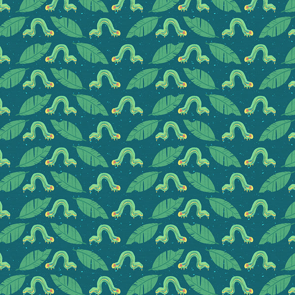 Inchworm in Green from the Backyard Bugs Collection - Paintbrush Fabrics