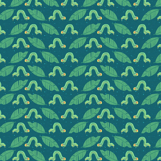 Inchworm in Green from the Backyard Bugs Collection - Paintbrush Fabrics
