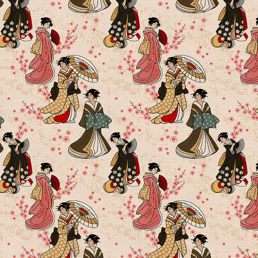 Geishas from the Kimonos & Koi Collection - Paintbrush Fabrics