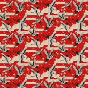 Cranes in Red from the Kimonos & Koi Collection - Paintbrush Fabrics