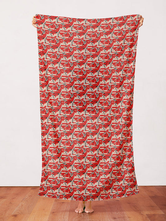 Cranes in Red from the Kimonos & Koi Collection - Paintbrush Fabrics