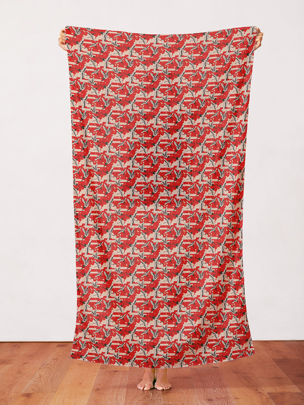 Cranes in Red from the Kimonos & Koi Collection - Paintbrush Fabrics