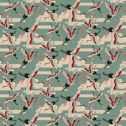 Cranes in Teal from the Kimonos & Koi Collection - Paintbrush Fabrics