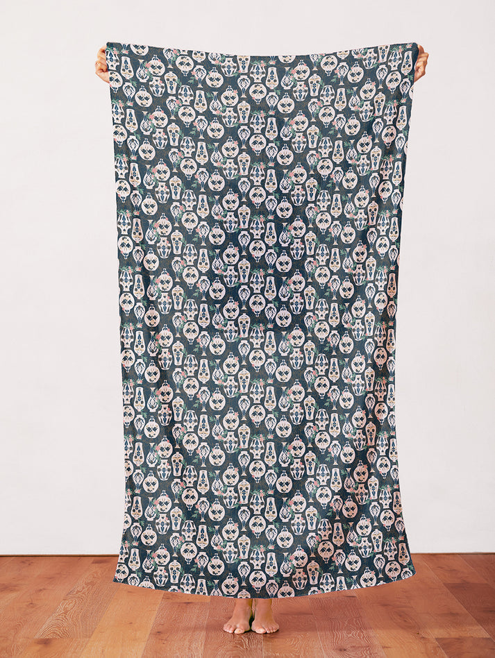Decorative Pots in Navy from the Year of the Snake Collection - Paintbrush Fabrics
