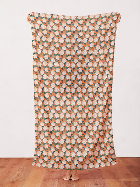 Roses in Orange from the Year of the Snake Collection - Paintbrush Fabrics