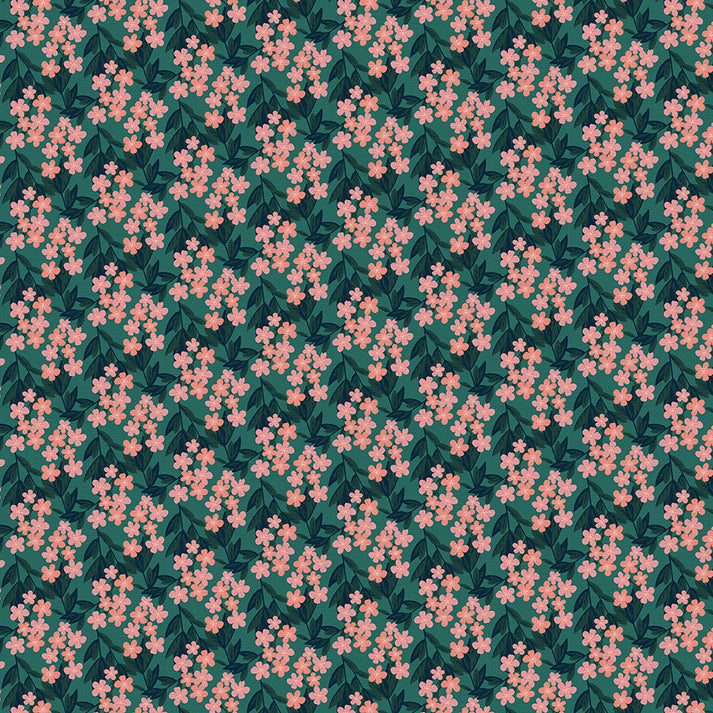 Floral in Green & Pink from the Year of the Snake Collection - Paintbrush Fabrics