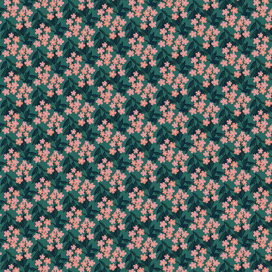 Floral in Green & Pink from the Year of the Snake Collection - Paintbrush Fabrics
