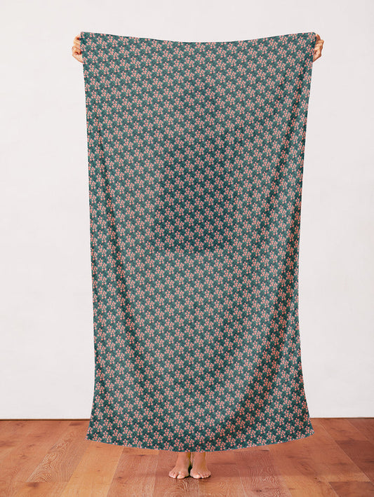 Floral in Green & Pink from the Year of the Snake Collection - Paintbrush Fabrics