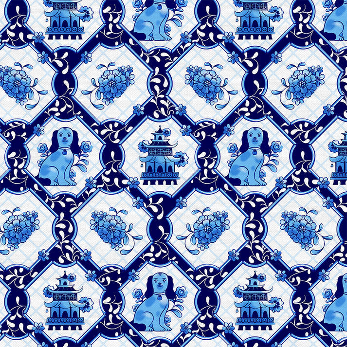 Chinoiserie in Blue & White from the Chinoiserie Collection - Paintbrush Fabrics