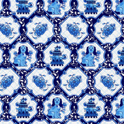 Chinoiserie in Blue & White from the Chinoiserie Collection - Paintbrush Fabrics