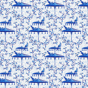 Umbrellas & Birds in Blue & White from the Chinoiserie Collection - Paintbrush Fabrics