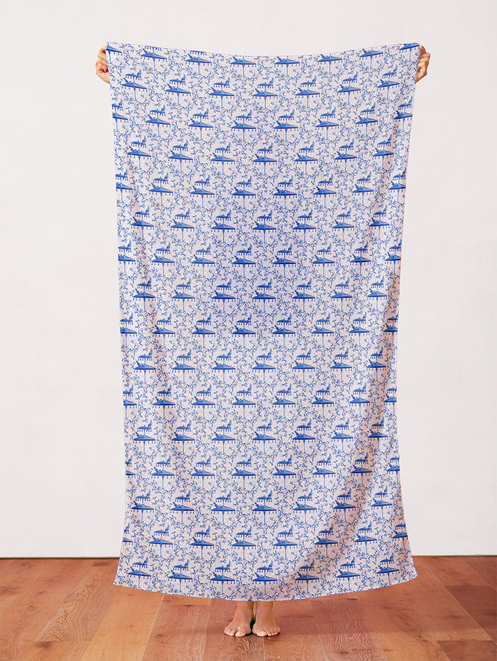 Umbrellas & Birds in Blue & White from the Chinoiserie Collection - Paintbrush Fabrics