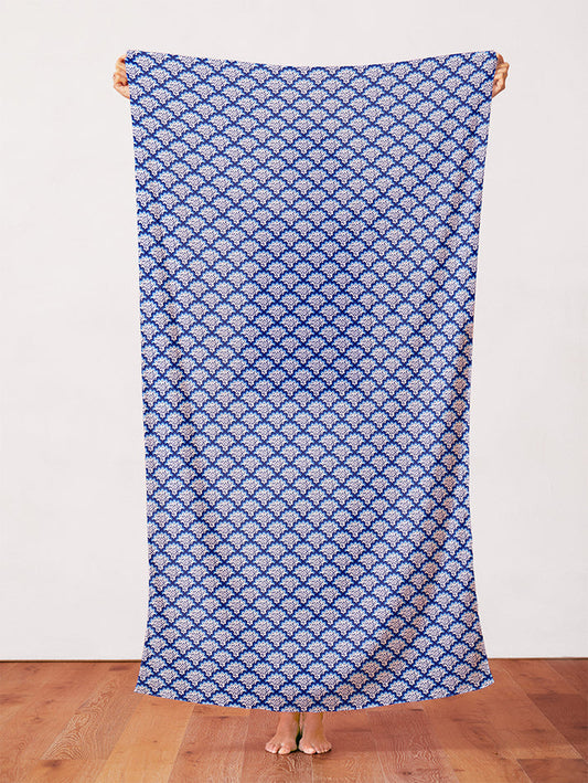 Scallops in Blue & White from the Chinoiserie Collection - Paintbrush Fabrics