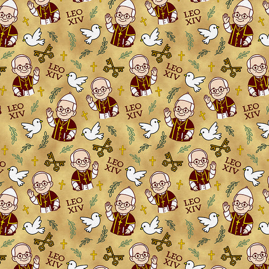 Holy Wave in Gold & Burgundy from the Leo XIV Collection - Paintbrush Fabric