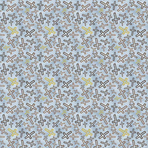 Cross Toss in Blue from the Leo XIV Collection - Paintbrush Fabric