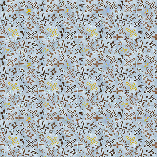 Cross Toss in Blue from the Leo XIV Collection - Paintbrush Fabric