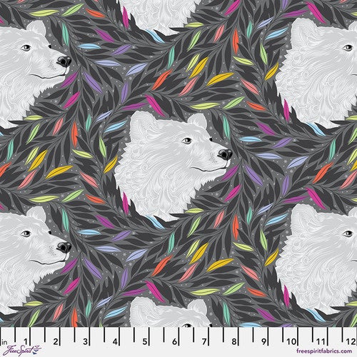 Tula Pink Grayworks Preorder - Just Bearly in Carbon