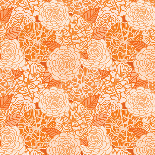 Rooville-Blooms in Carrot from Benartex Fabrics