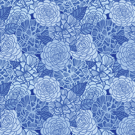 Rooville-Blooms in Lapis from Benartex Fabrics