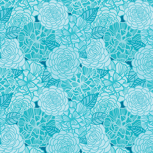Rooville-Blooms in Turquoise from Benartex Fabrics