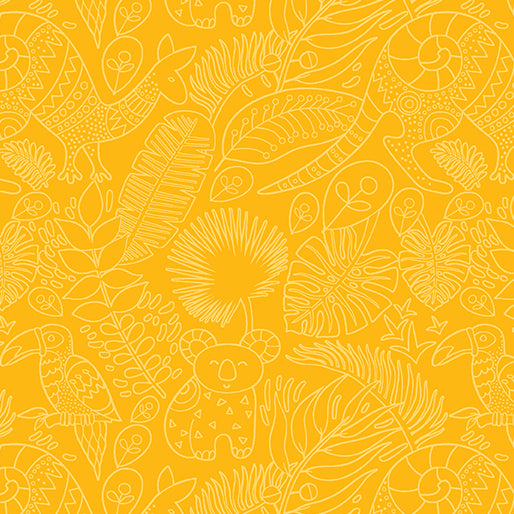 Rooville-Outback Roo in Canary from Benartex Fabrics
