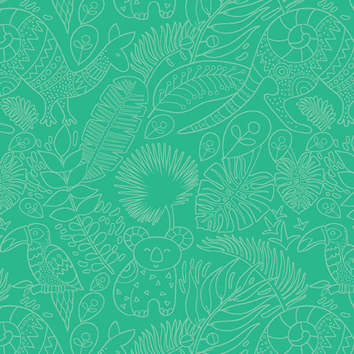 Rooville-Outback Roo in Celadon from Benartex Fabrics