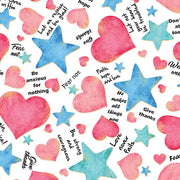 UpWords-Hearts and Stars in White from Benartex Fabrics