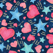 UpWords-Hearts and Stars in Navy from Benartex Fabrics