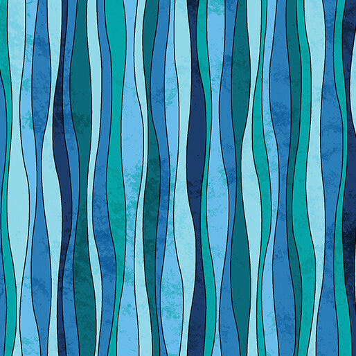 UpWords-Waves in Teal from Benartex Fabrics