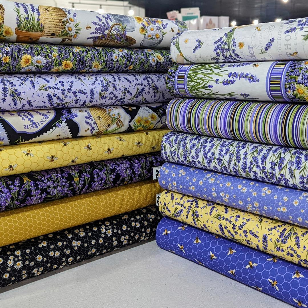 Honeycomb in Yellow from Lavender Market Collection By Deborah Edwards For Northcott Fabric- 100% High Quality Cotton