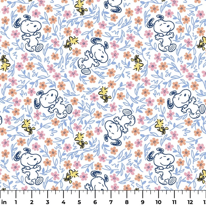 Peanuts Snoopy & Woodstock Floral Frolic from Springs Creative by the Yard  - 100% Cotton