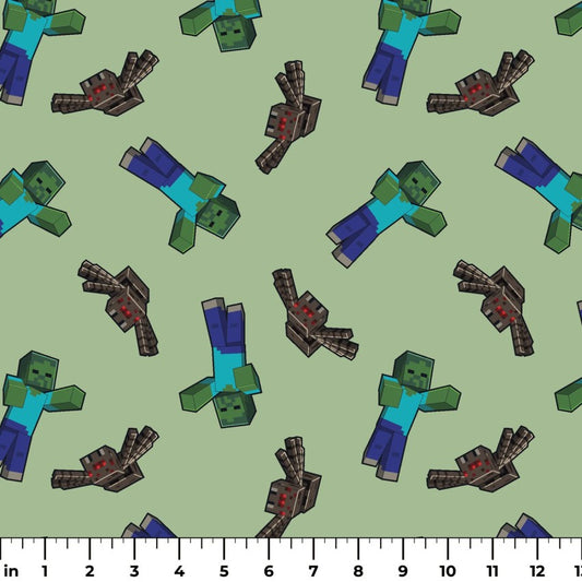 Minecraft Zombies & Spiders Toss from Springs Creative by the Yard  - 100% Cotton