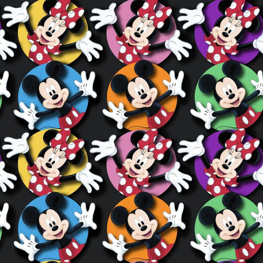 Disney Cotton Mickey and Minnie Circles on Black from Springs Creative by the Yard  - 100% Cotton