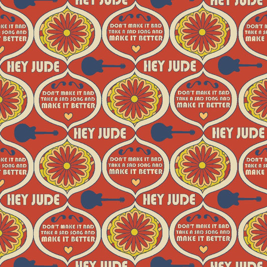 Lyrics By Lennon & McCartney (Beatles) Hey Jude Tossfrom Springs Creative by the Yard  - 100% Cotton