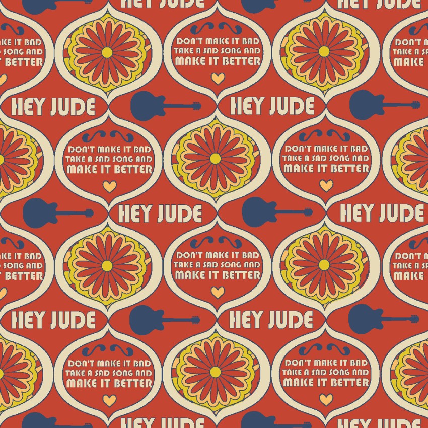 Lyrics By Lennon & McCartney (Beatles) Hey Jude Tossfrom Springs Creative by the Yard  - 100% Cotton