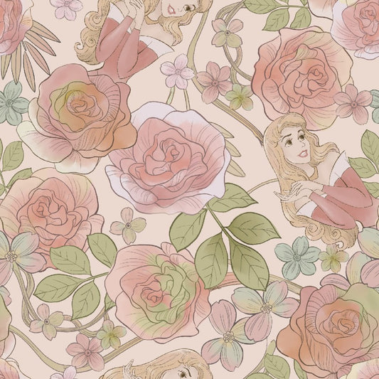Sleeping Beauty with Flowers from Springs Creative by the Yard  - 100% Cotton