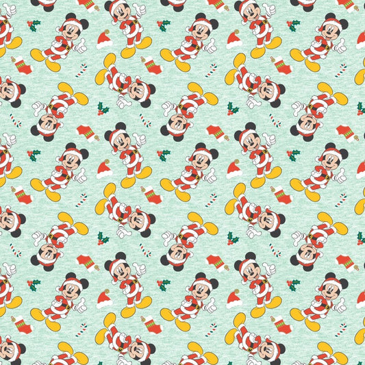 Tossed Mickey Mouse Santa From Mickey Christmas From Springs Creative by the Yard  - 100% Cotton